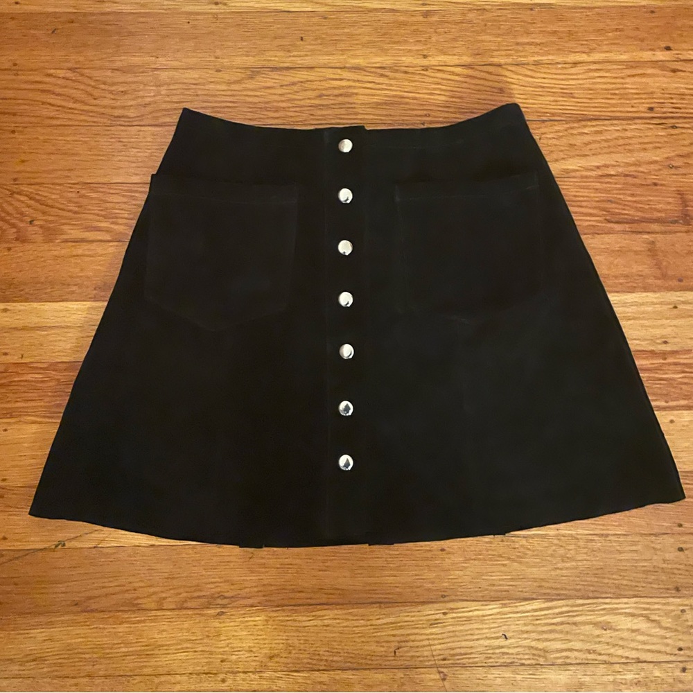 Reformation Black Suede Mini Skirt